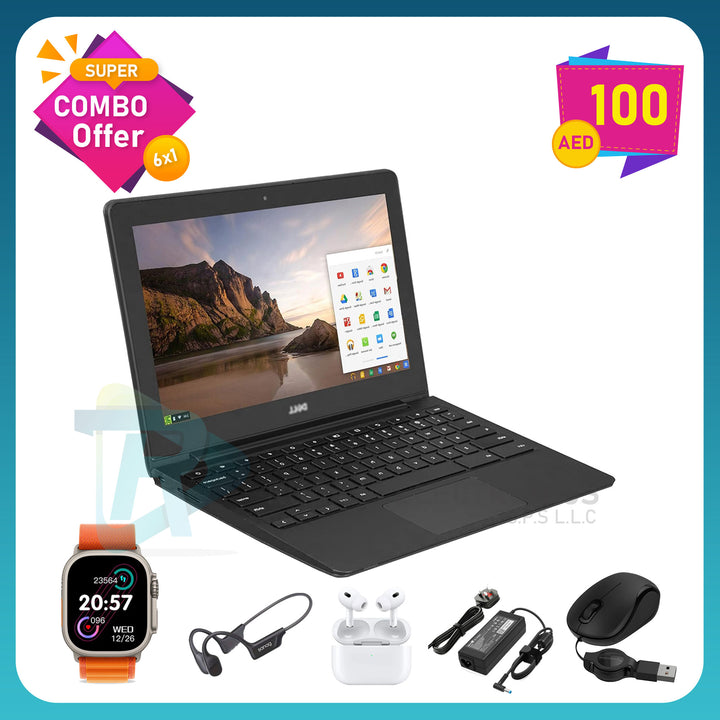 Chromebook, Charger Adapter, Mouse, Earpad, Neckband, Ultra Smartwatch